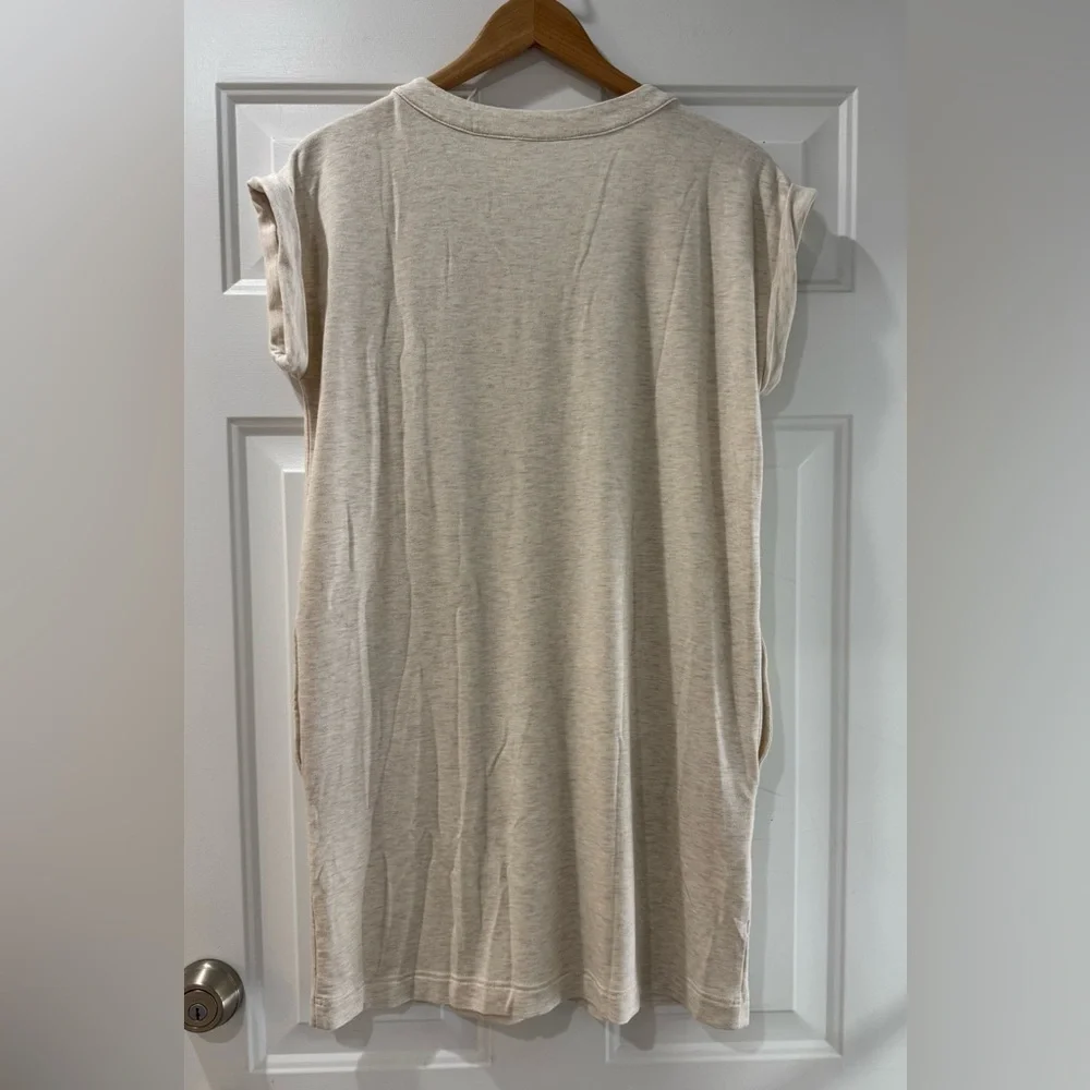 Lou & Grey Signaturesoft Split Neck Pocket Dress Women’s Sz M in Lt Oak Heather - Picture 5 of 12